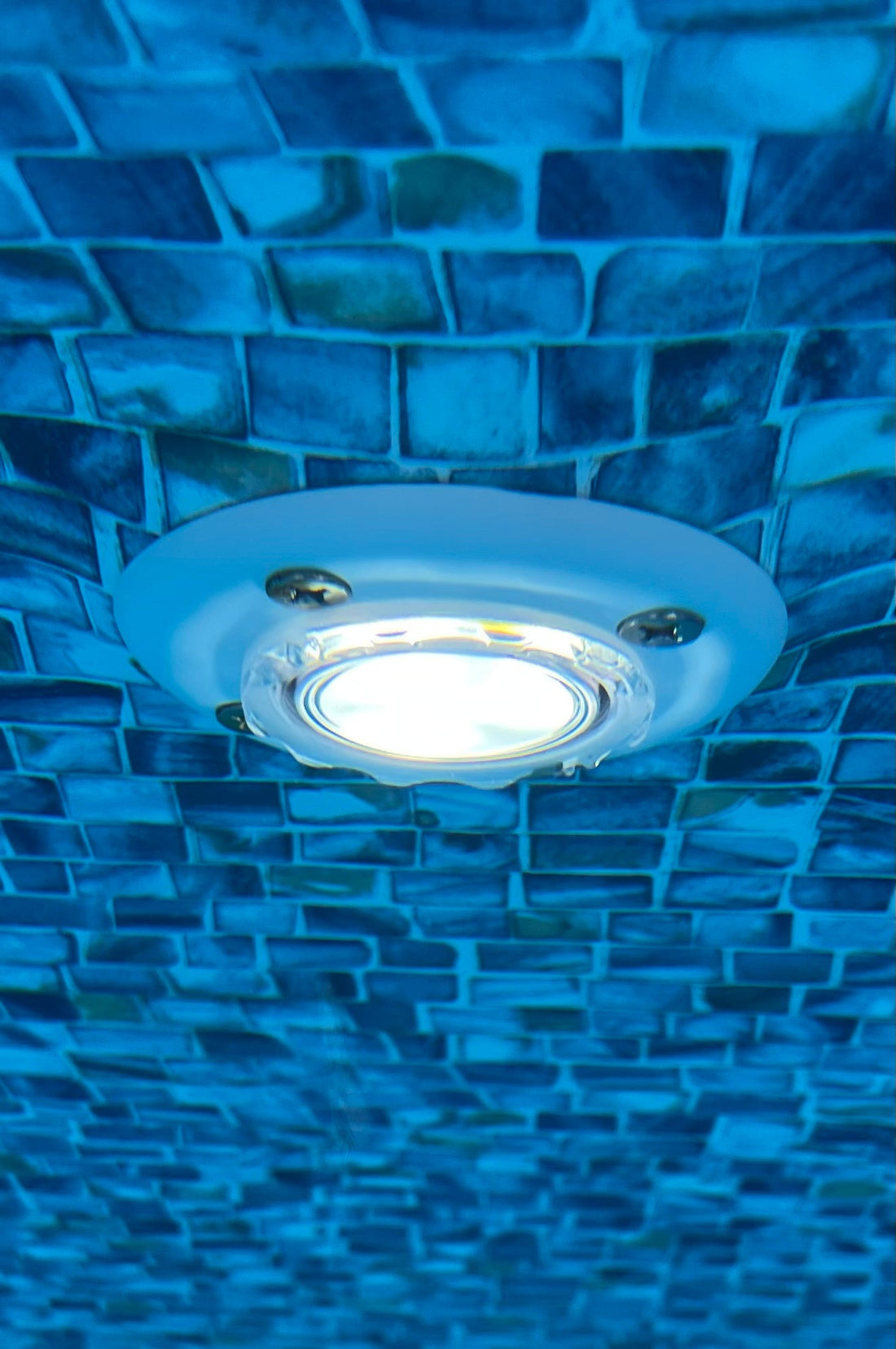 Jandy style 1.5 inch LED replacement installed in a Hayward ColorLogic 320 fitting