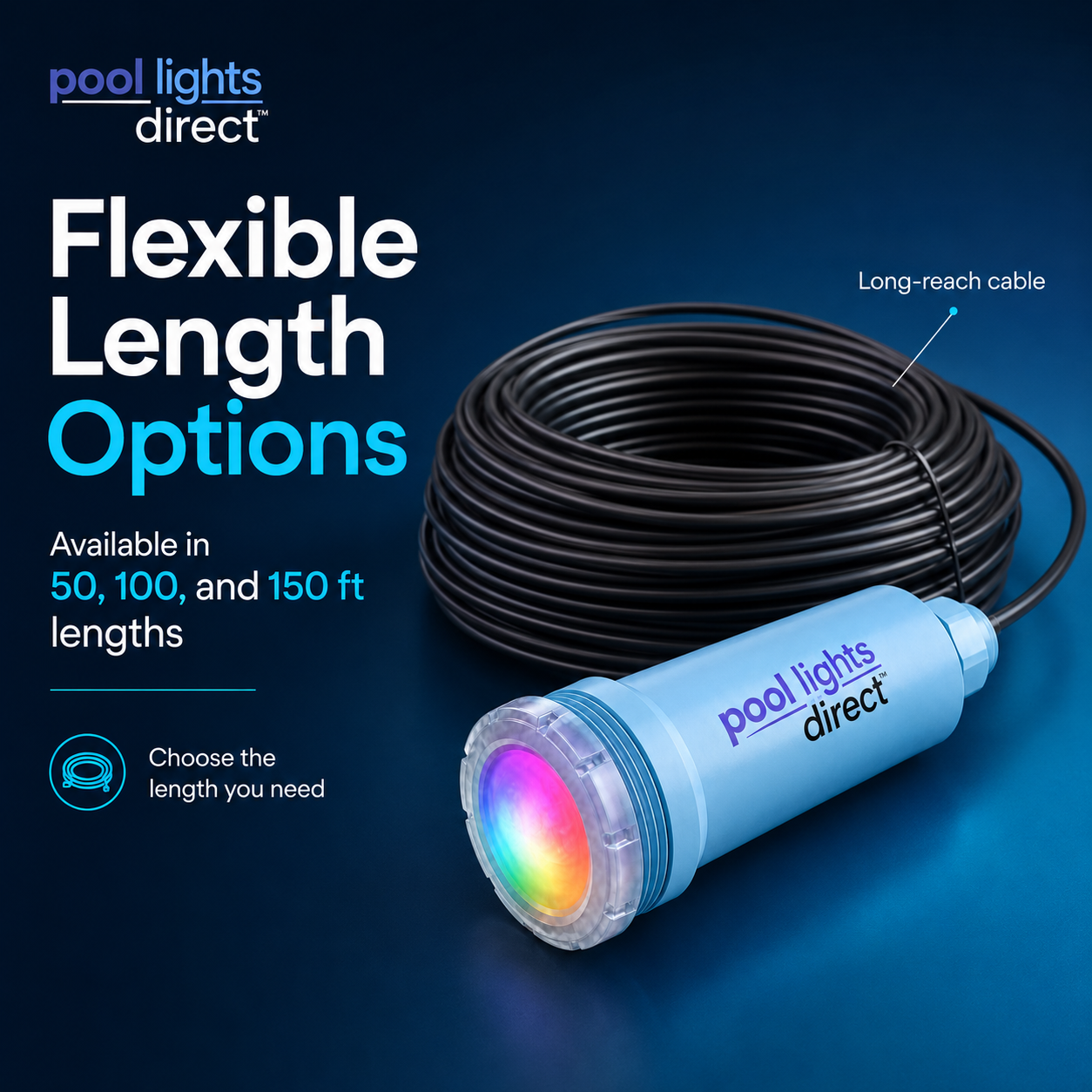 12VAC 1.5 inch nicheless LED pool light replacement, selectable 6W or 12W brightness
