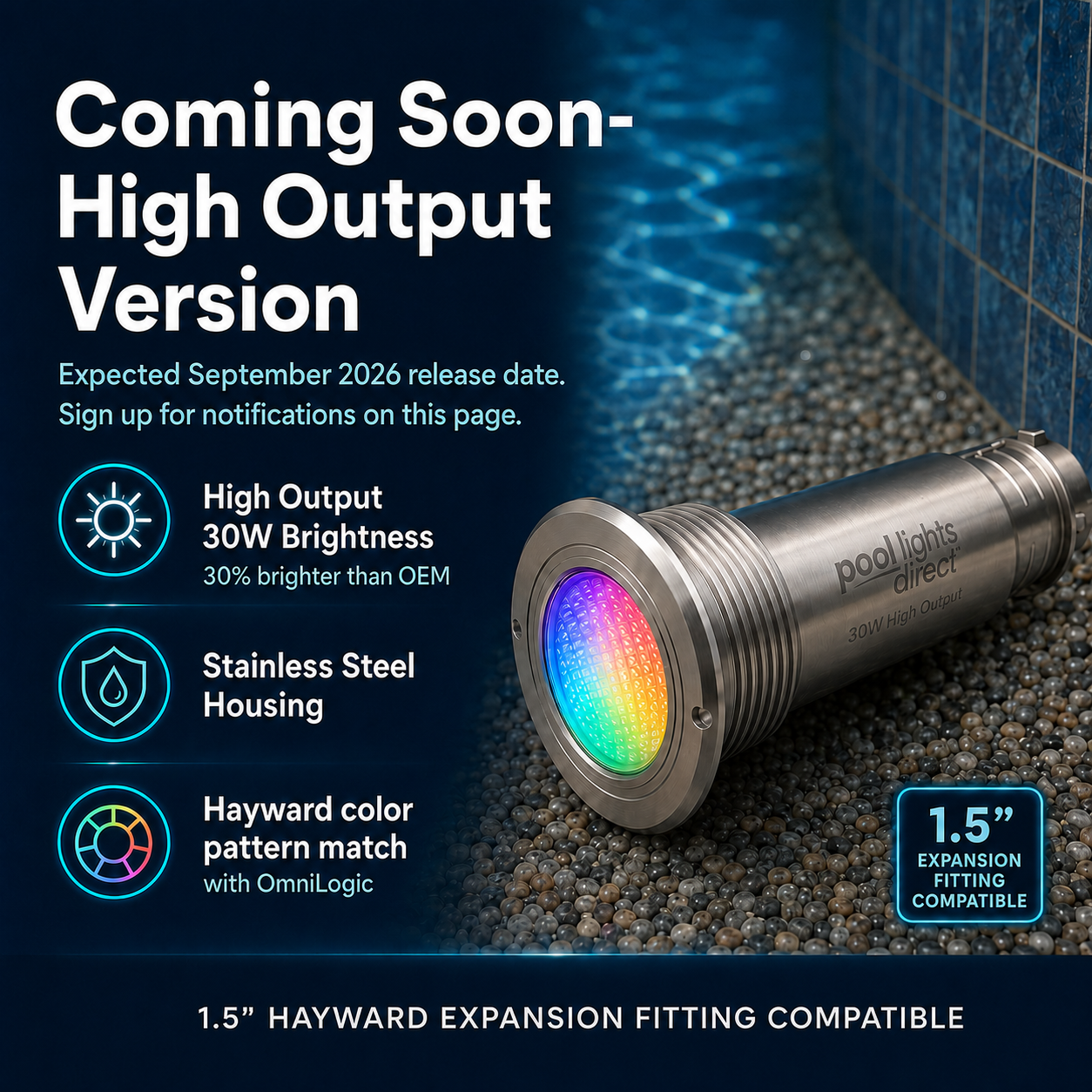 LED Pool Light Replacement for Hayward ColorLogic and CrystaLogic 1.5 Inch