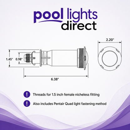 LED Upgraded Pool Light Replacement for Pentair GloBrite 1.5 Inch — close-up of the waterproof housing