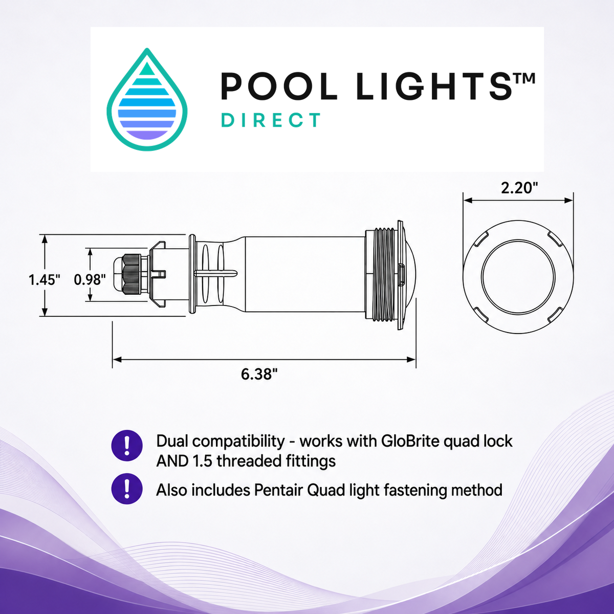 LED Pool Light Replacement for Pentair GloBrite - 1.5 Inch - RGBW